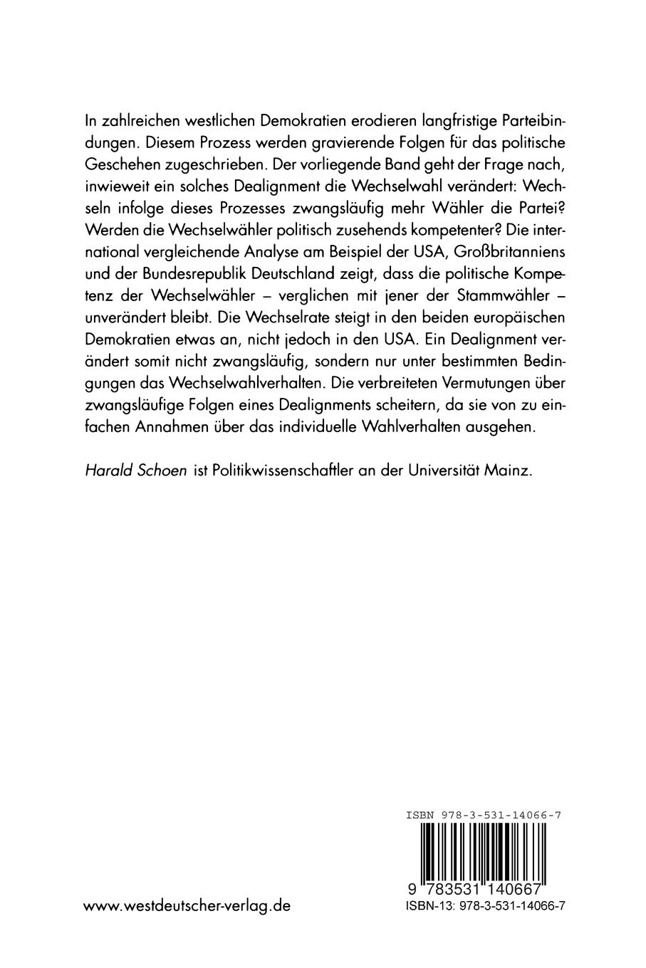Rückseitencover Wählerwandel und Wechselwahl