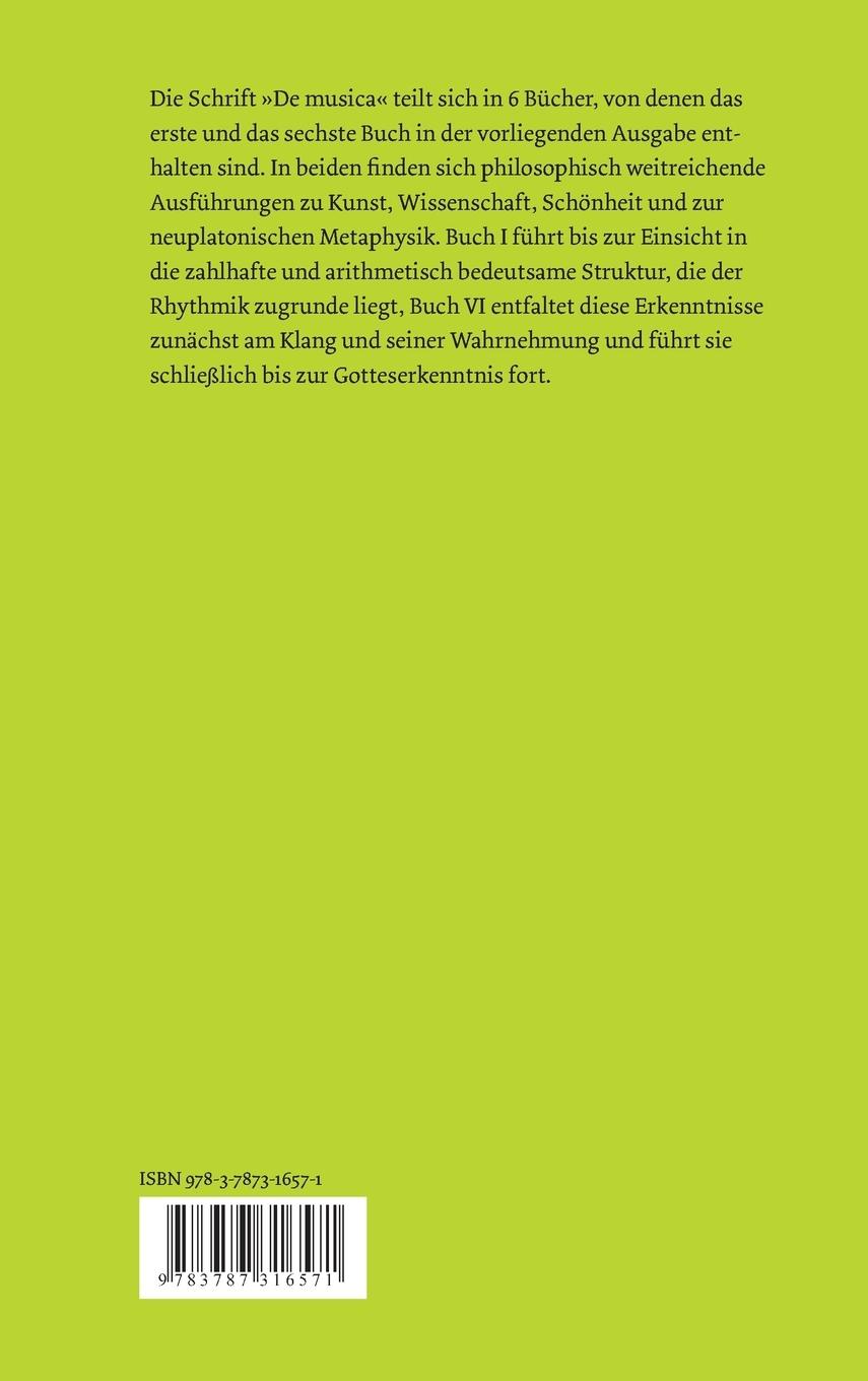 Rückseitencover De musica. Buch I und VI