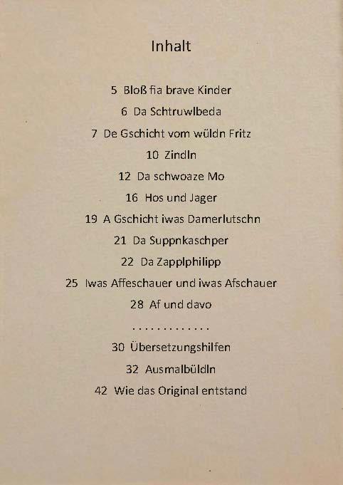 Beispielinhalt (Bild) Da Schtruwlbeda af Bairisch