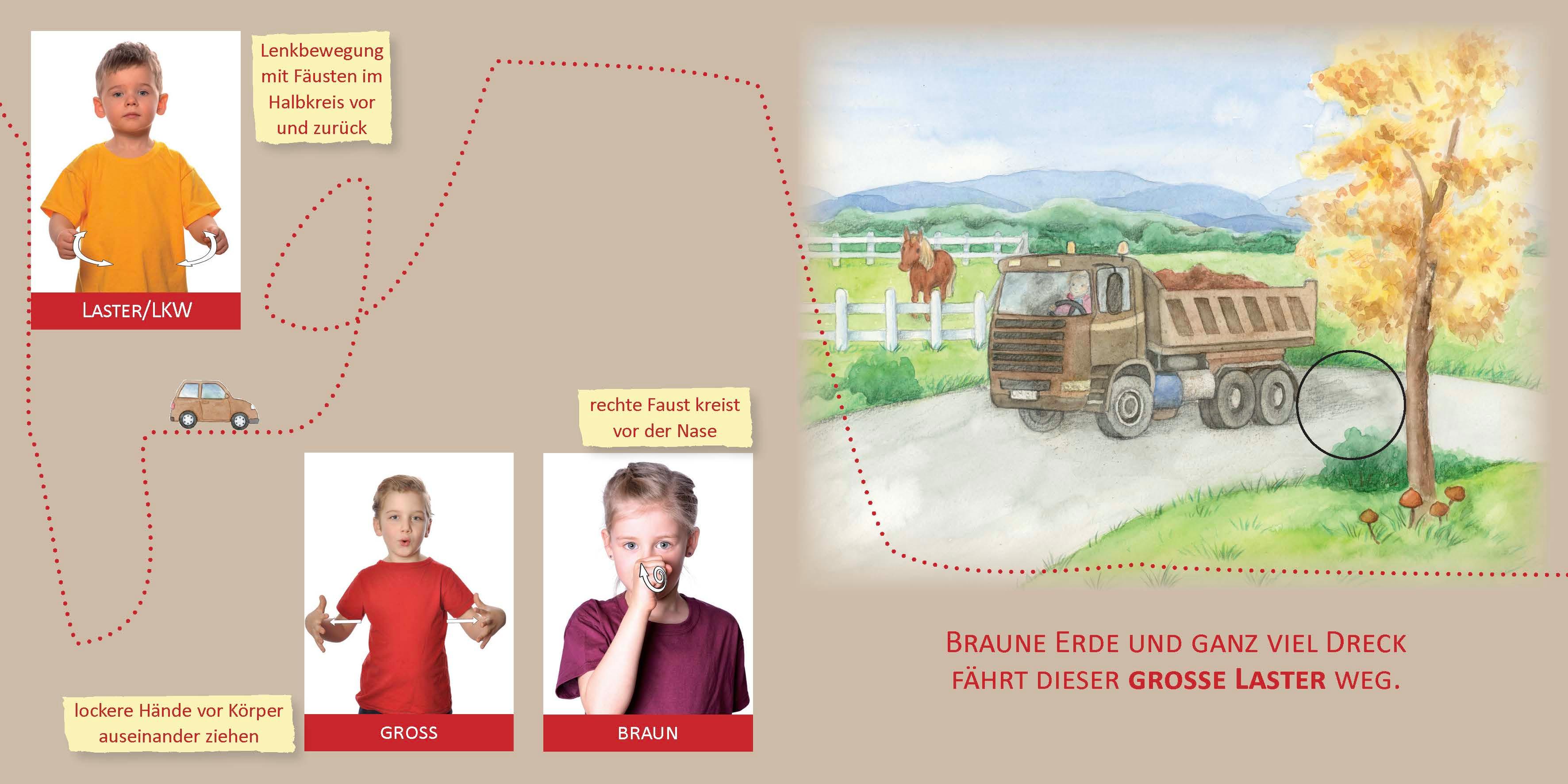 Beispielinhalt (Bild) Mit Babyzeichen die Welt entdecken: Fahrzeuge in allen Faben