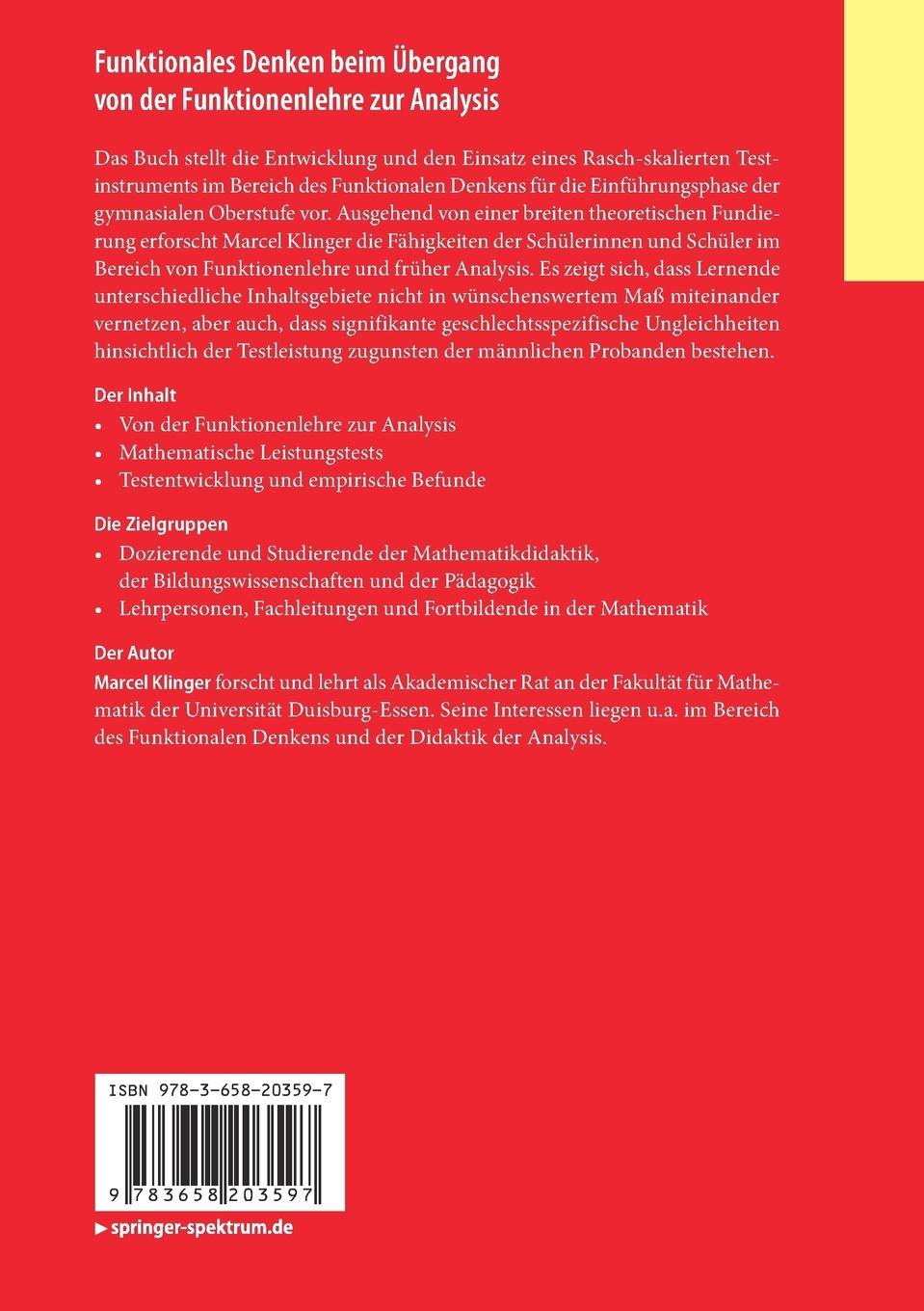 Rückseitencover Funktionales Denken beim Übergang von der Funktionenlehre zur Analysis