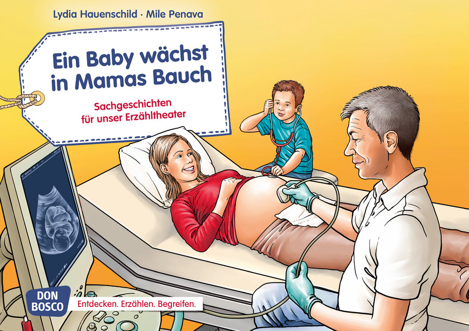 Vorderes Coverbild Ein Baby wächst in Mamas Bauch. Kamishibai Bildkartenset.