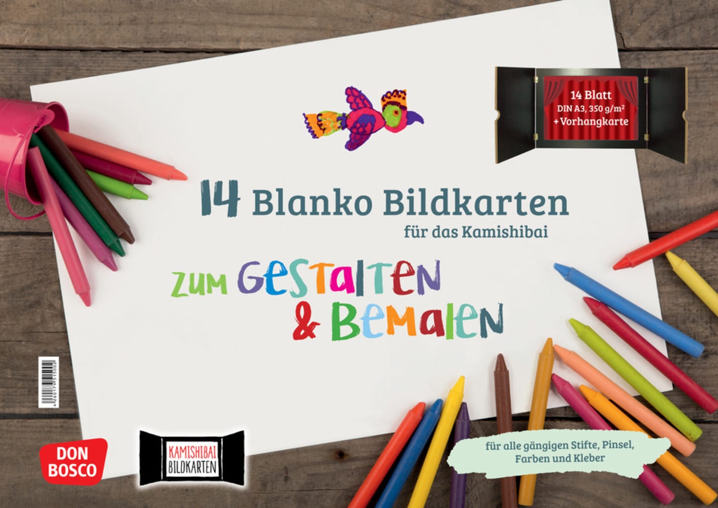 Vorderes Coverbild 14 blanko Bildkarten zum Gestalten & Bemalen für das Kamishibai