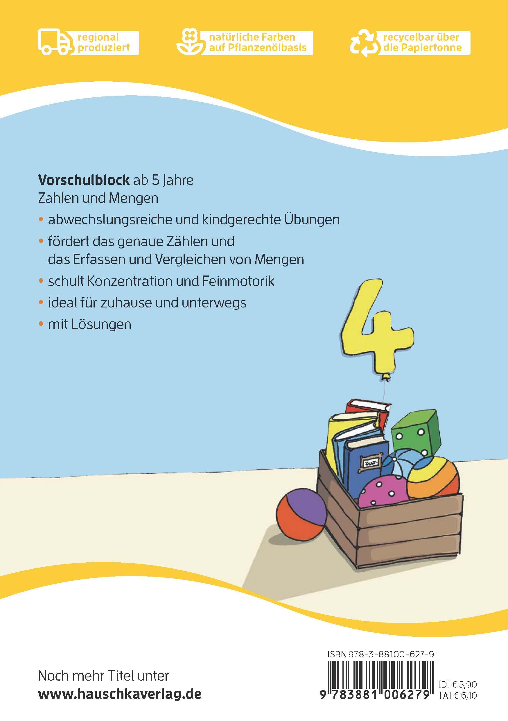 Beispielinhalt (Bild) Vorschulblock - Zahlen und Mengen ab 5 Jahre, A5-Block
