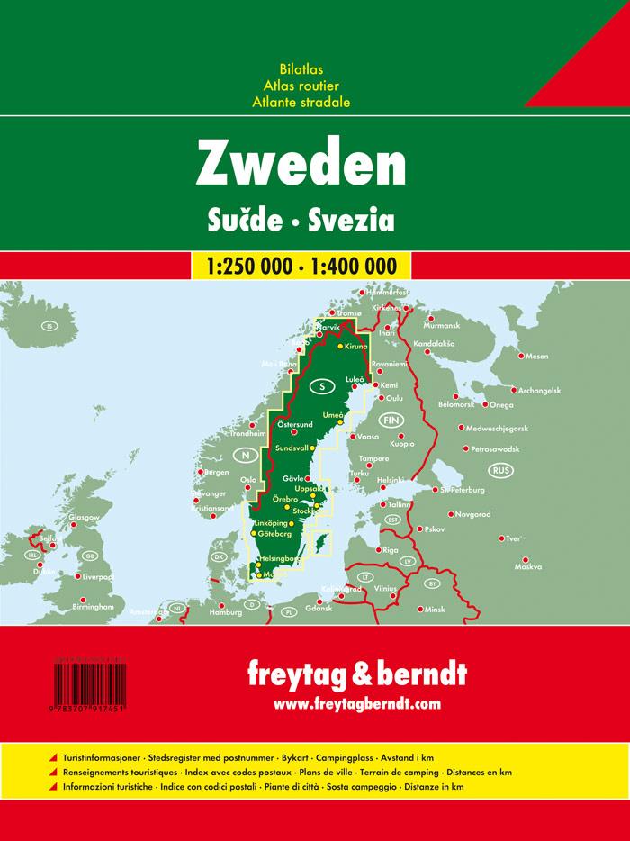 Rückseitencover Schweden, Autoatlas 1:250.000 - 1:400.000