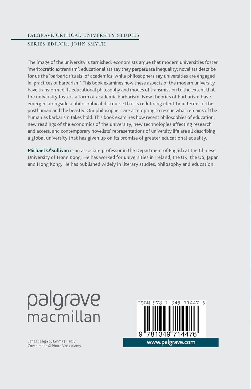 Rückseitencover Academic Barbarism, Universities and Inequality