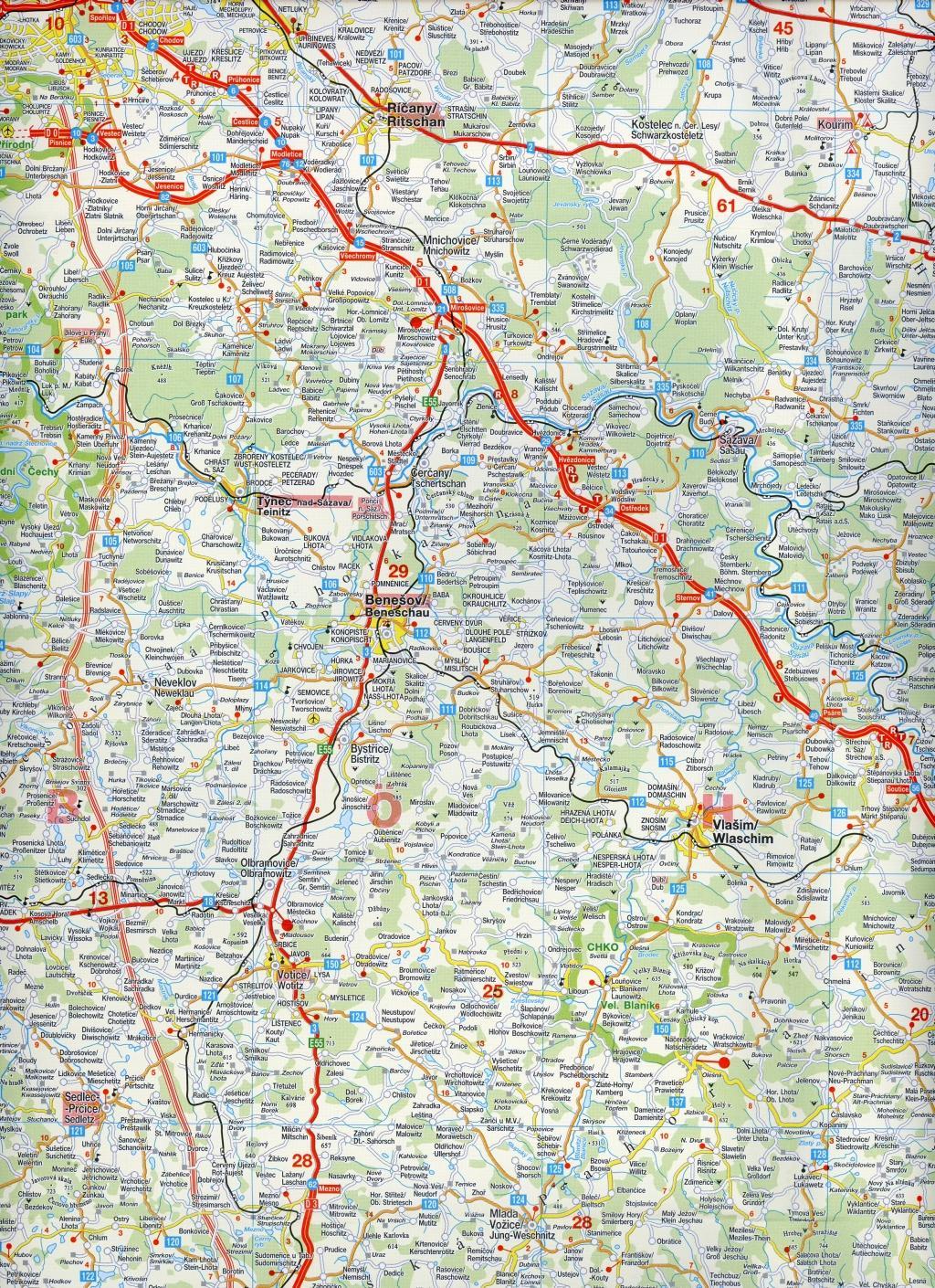 Beispielinhalt (Bild) Tschechien - Straßenkarte Mittelboehmen 1 : 200 000