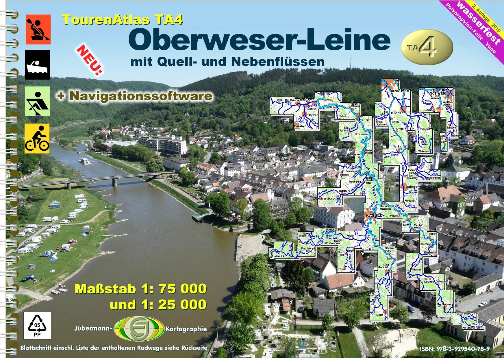 Vorderes Coverbild TourenAtlas 04. Oberweser-Leine Wasserwandern 1 : 75 000