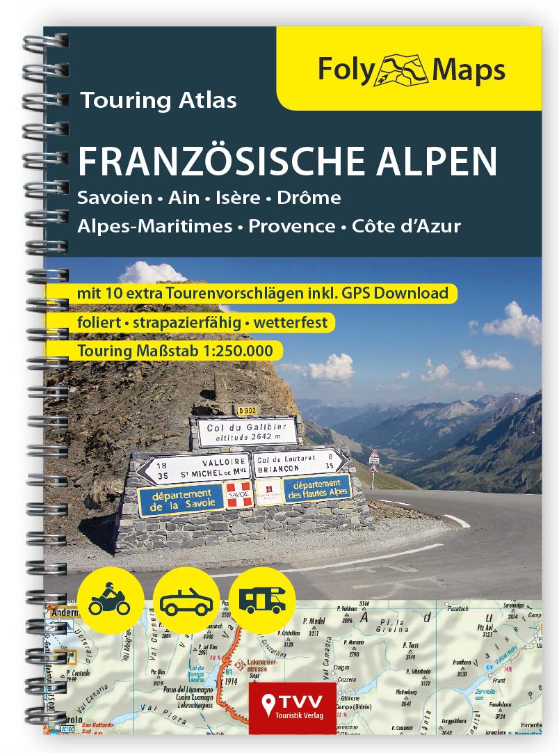 Vorderes Coverbild FolyMaps Touringatlas Französische Alpen 1:250.000