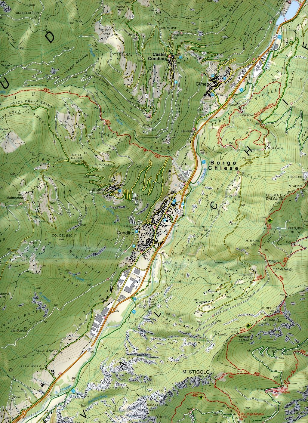 Beispielinhalt (Bild) Tabacco Wandern 1 : 25 000 Prealpi Gardesane -Tremalzo Valle di Ledro-L.d'Idro