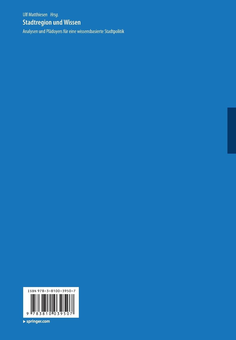 Rückseitencover Stadtregion und Wissen
