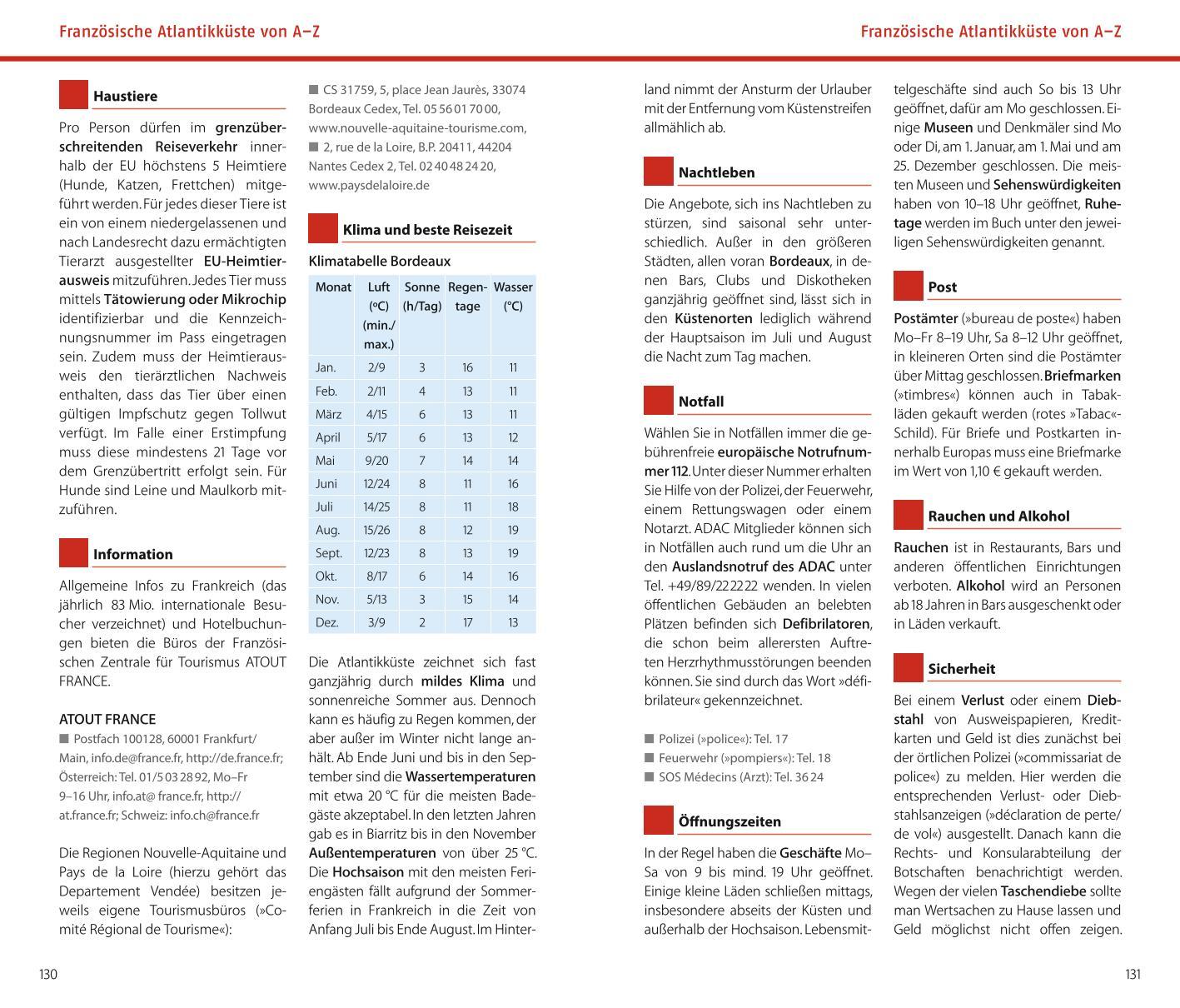 Beispielinhalt (Bild) ADAC Reiseführer Französische Atlantikküste