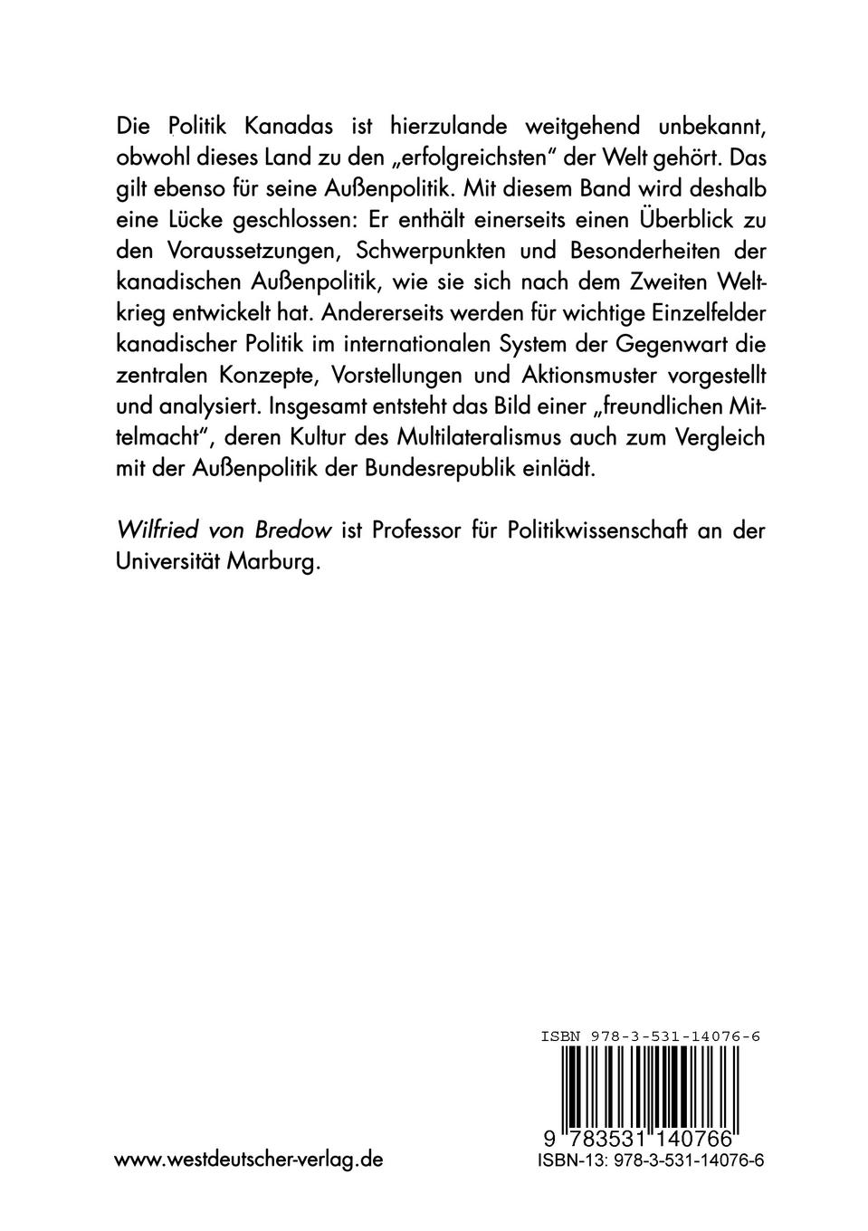 Rückseitencover Die Außenpolitik Kanadas
