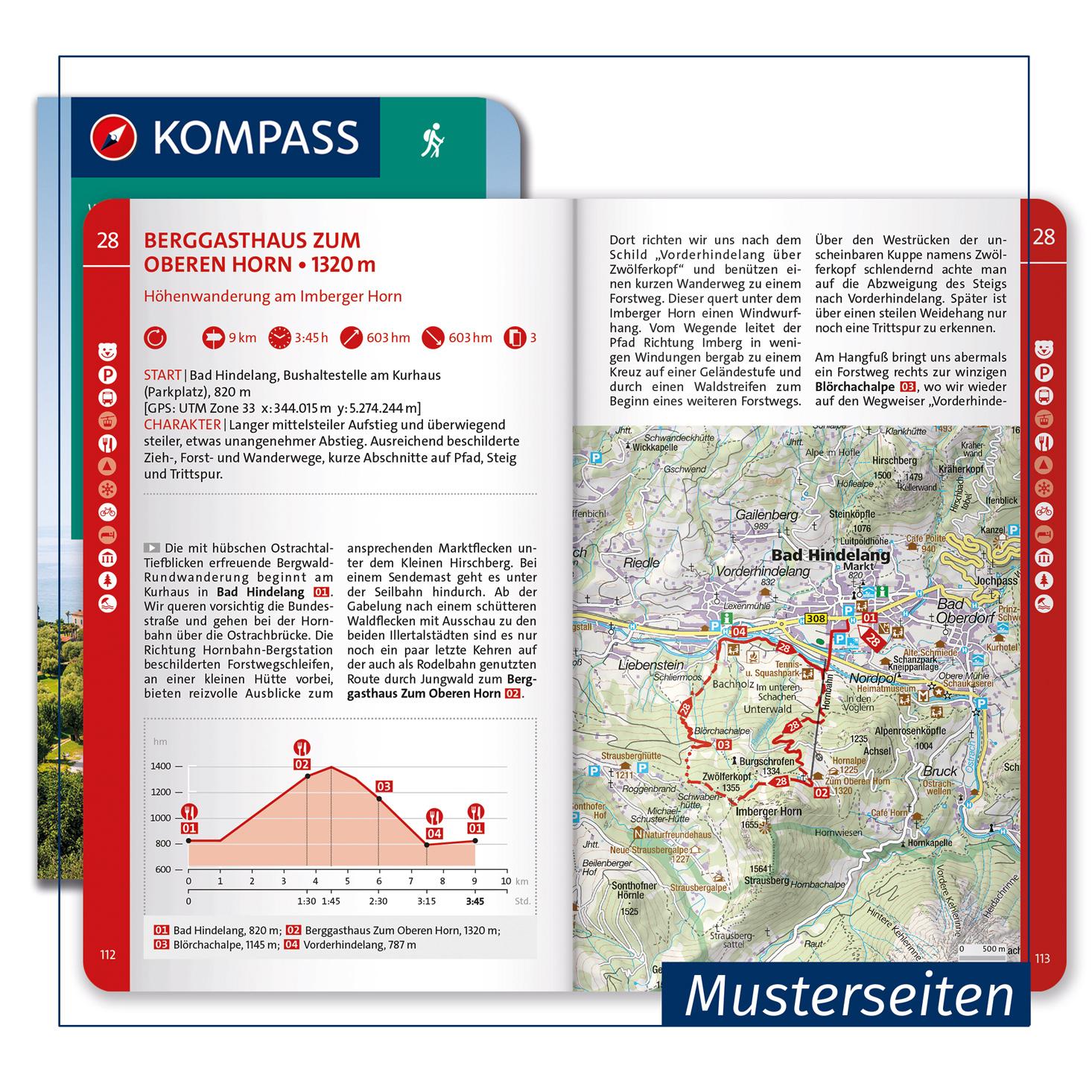 Beispielinhalt (Bild) KOMPASS Wanderführer Rhodos, 55 Touren
