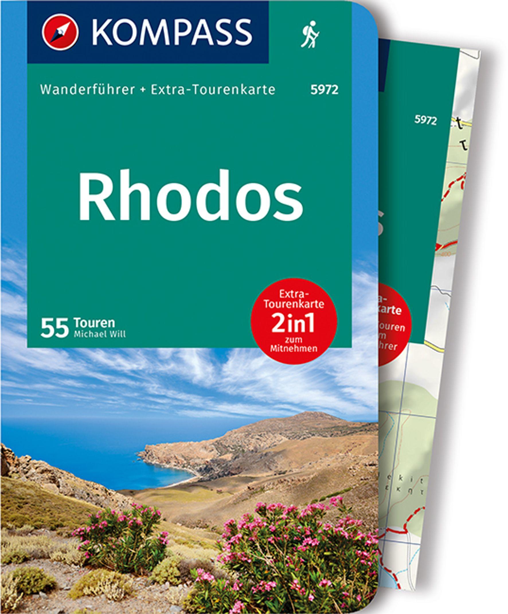Vorderes Coverbild KOMPASS Wanderführer Rhodos, 55 Touren