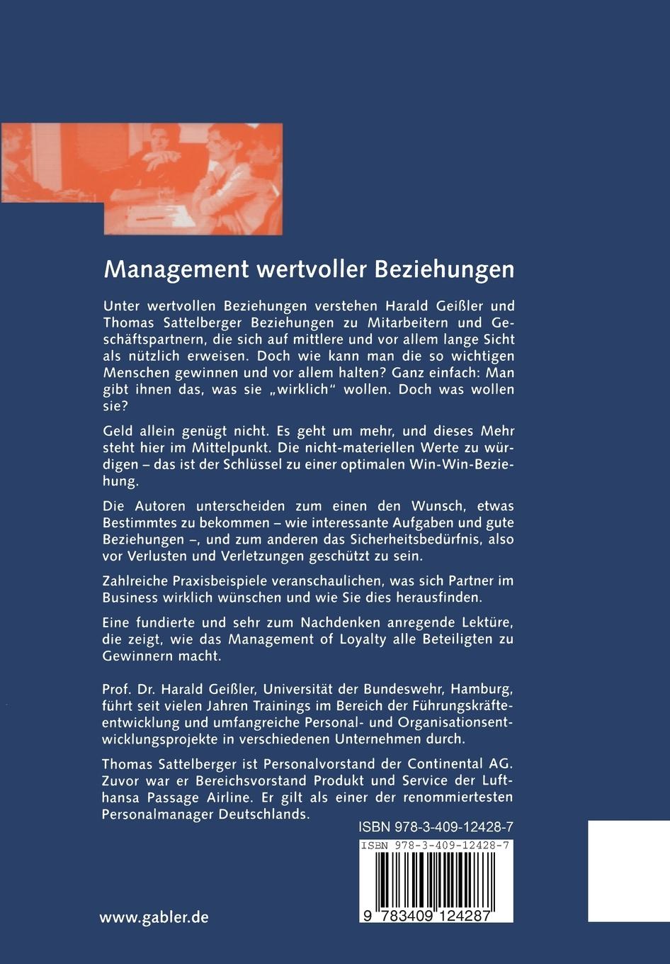 Rückseitencover Management wertvoller Beziehungen