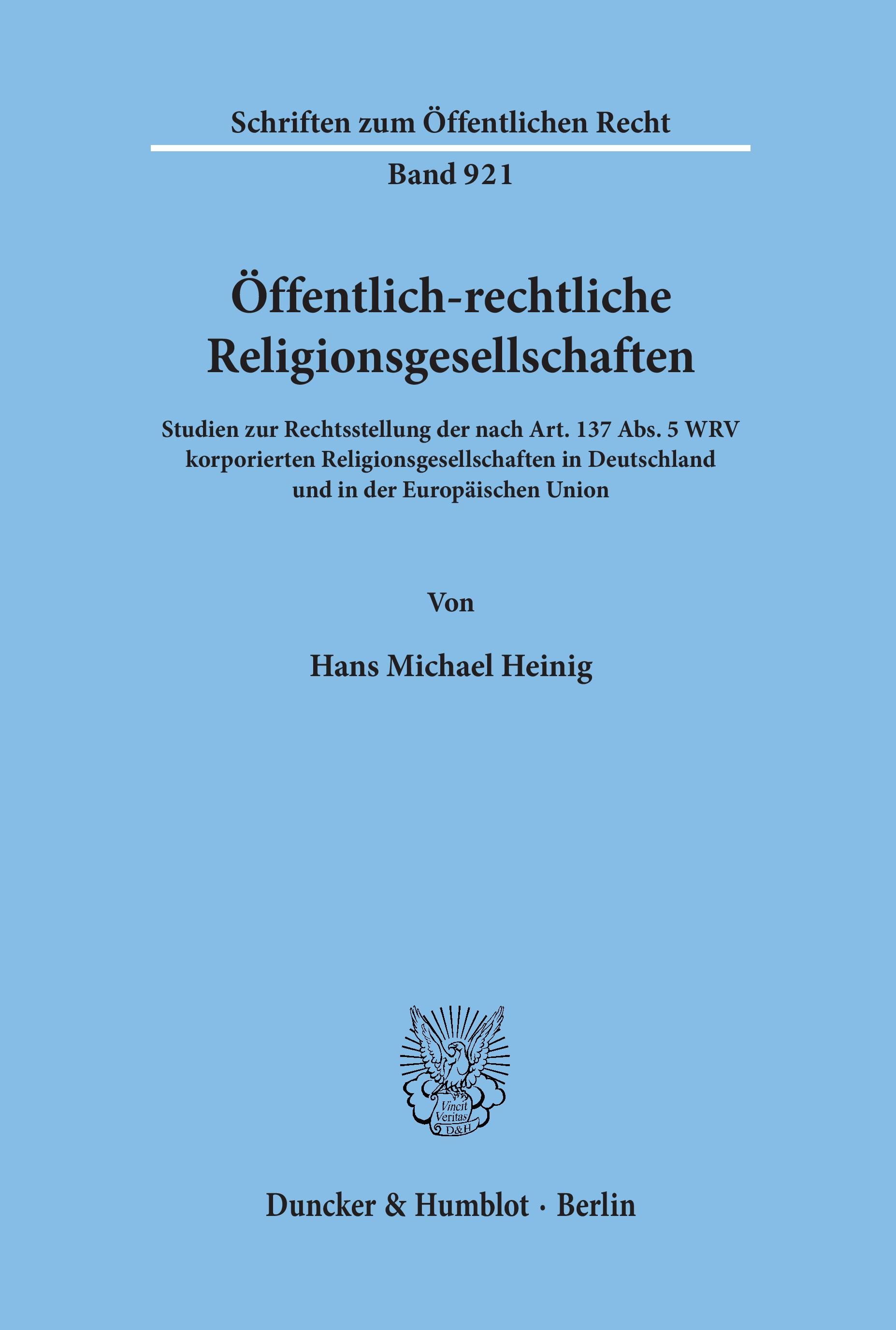 Vorderes Coverbild Öffentlich-rechtliche Religionsgesellschaften.
