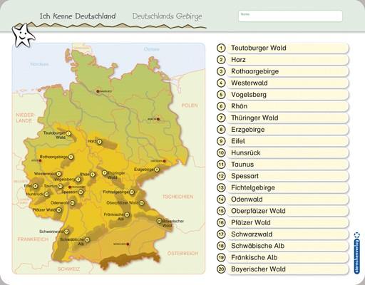 Beispielinhalt (Bild) Ich kenne Deutschland - 1. Bundesländer & Landeshauptstädte, 2. Flüsse, 3. Gebirge im Set