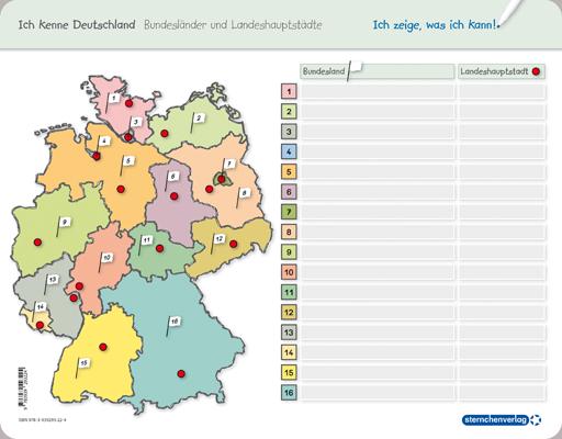 Beispielinhalt (Bild) Ich kenne Deutschland - 1. Bundesländer & Landeshauptstädte, 2. Flüsse, 3. Gebirge im Set