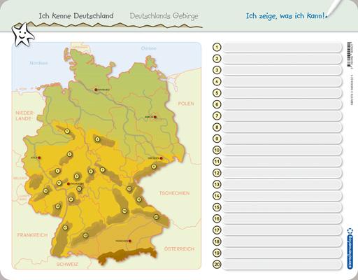 Beispielinhalt (Bild) Ich kenne Deutschland - 1. Bundesländer & Landeshauptstädte, 2. Flüsse, 3. Gebirge im Set