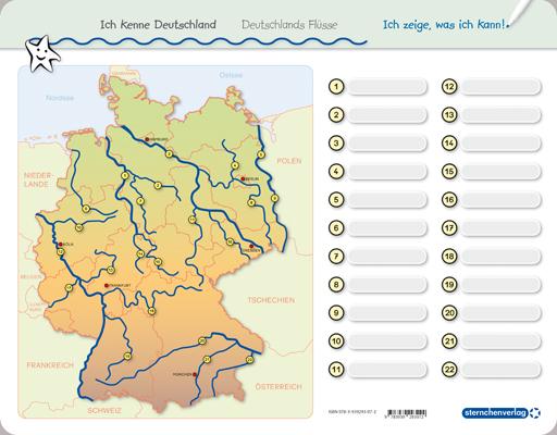 Beispielinhalt (Bild) Ich kenne Deutschland - 1. Bundesländer & Landeshauptstädte, 2. Flüsse, 3. Gebirge im Set