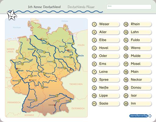 Beispielinhalt (Bild) Ich kenne Deutschland - 1. Bundesländer & Landeshauptstädte, 2. Flüsse, 3. Gebirge im Set