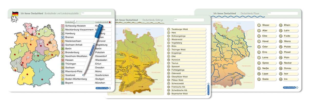 Vorderes Coverbild Ich kenne Deutschland - 1. Bundesländer & Landeshauptstädte, 2. Flüsse, 3. Gebirge im Set