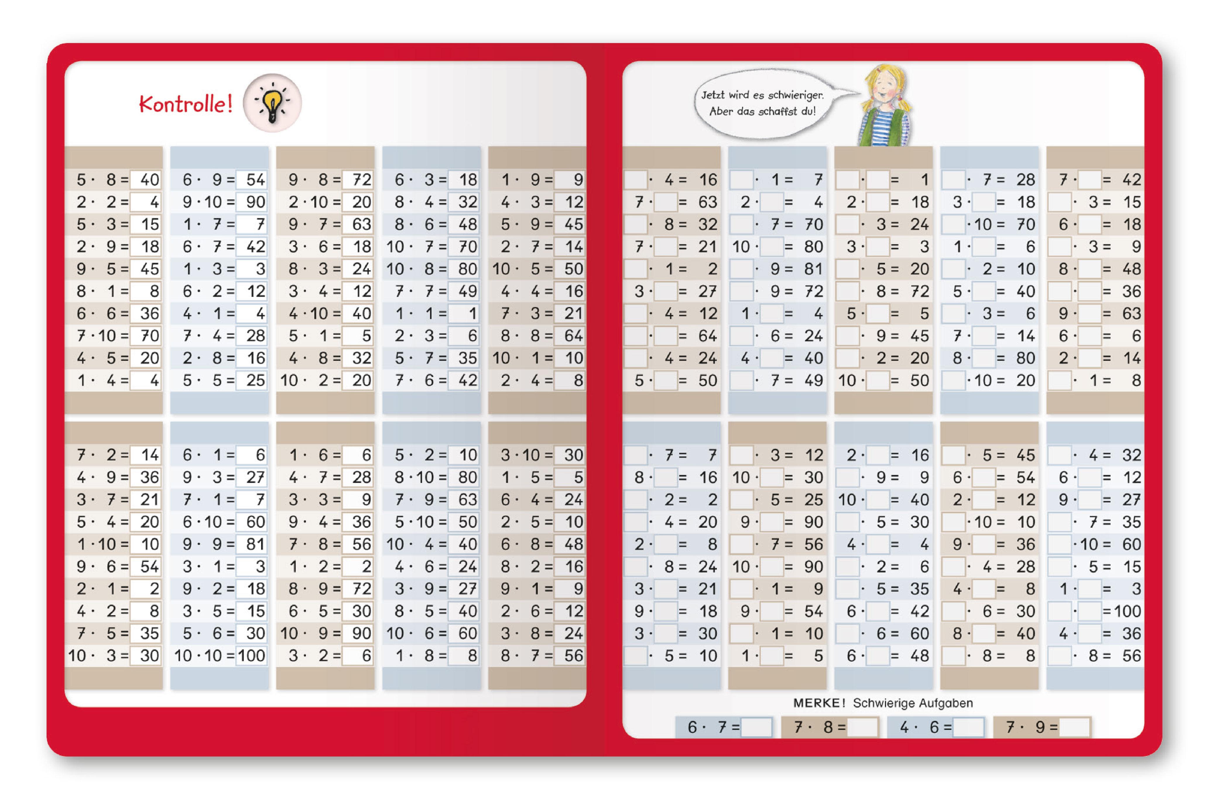 Beispielinhalt (Bild) Das kleine 1x1 und Ich übe alle 1x1 Aufgaben mit Stift im Set