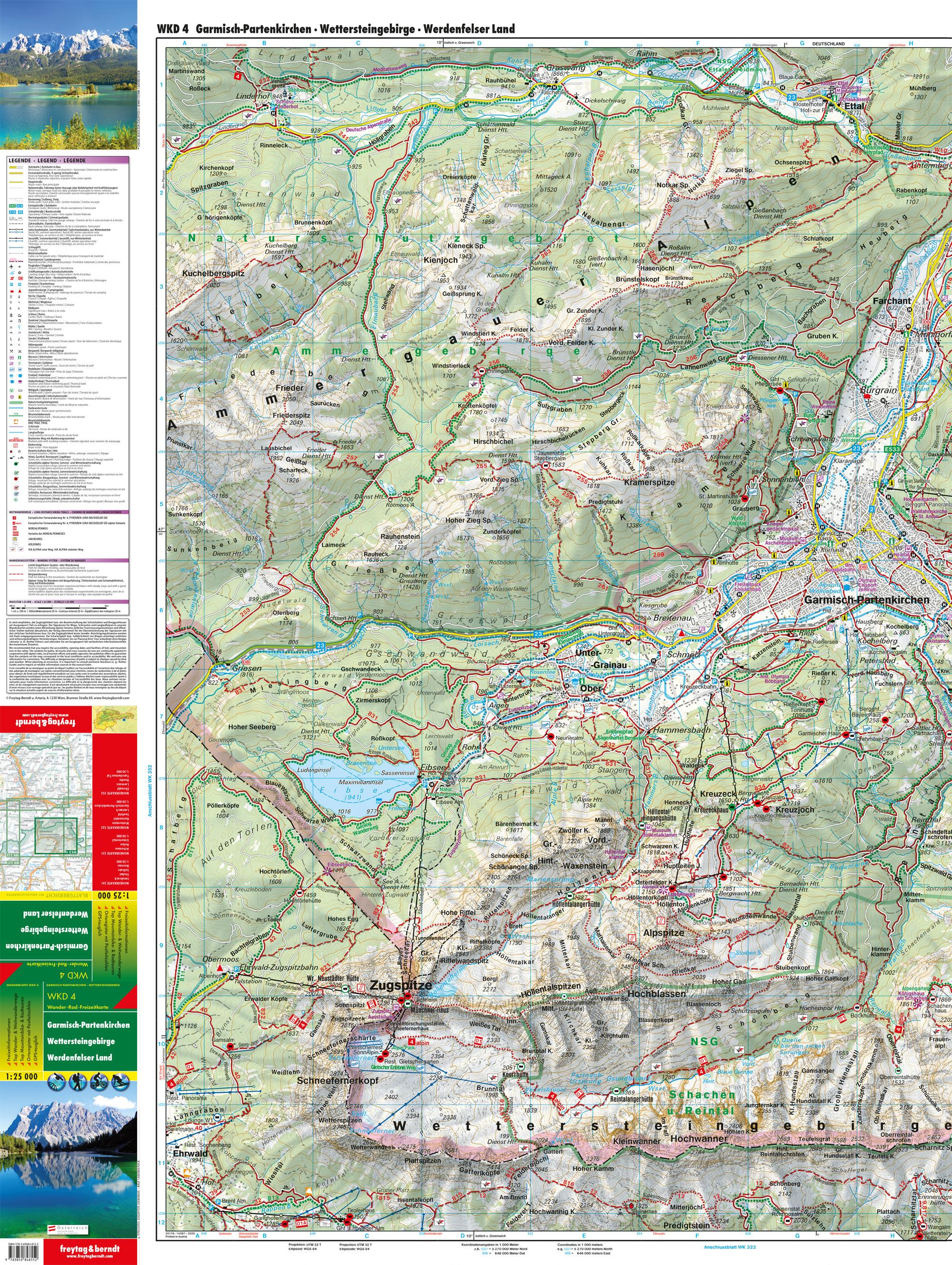 Beispielinhalt (Bild) Garmisch-Partenkirchen: Wettersteingebirge, Werdenfelser Land 1 : 25 000