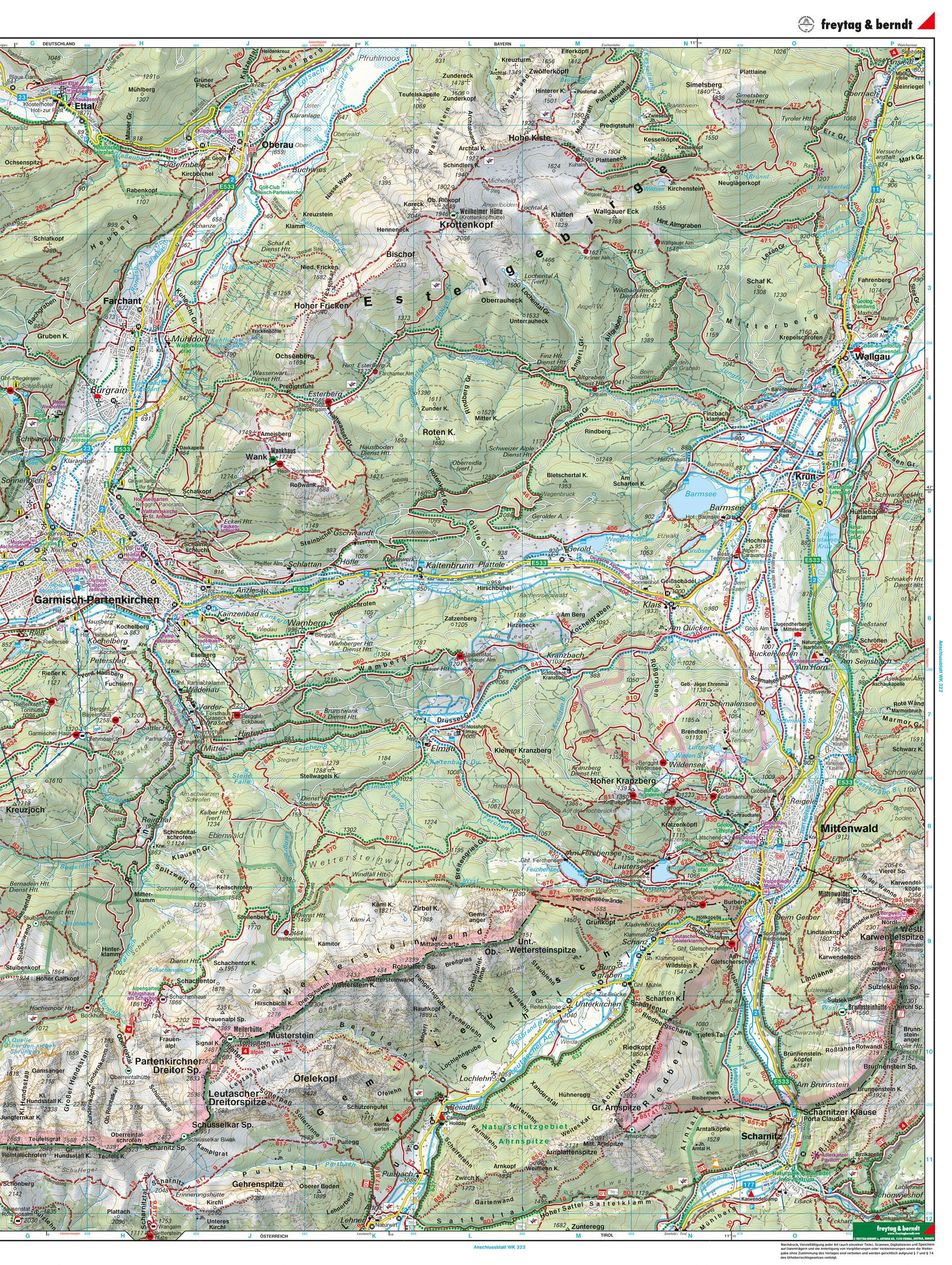 Beispielinhalt (Bild) Garmisch-Partenkirchen: Wettersteingebirge, Werdenfelser Land 1 : 25 000