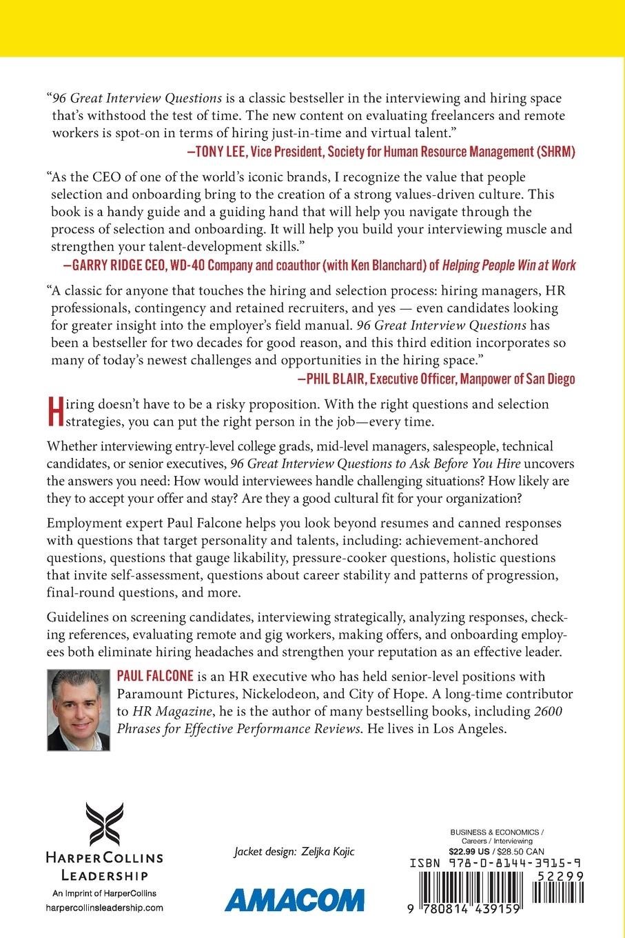 Rückseitencover The 96 Great Interview Questions to Ask Before You Hire