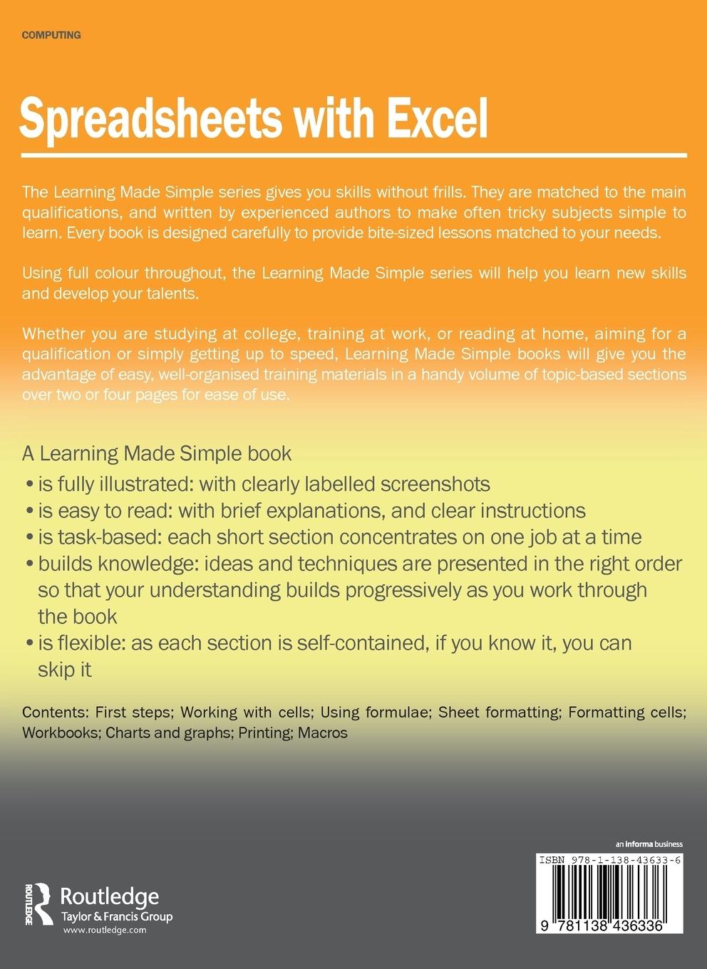 Rückseitencover Spreadsheets with Excel