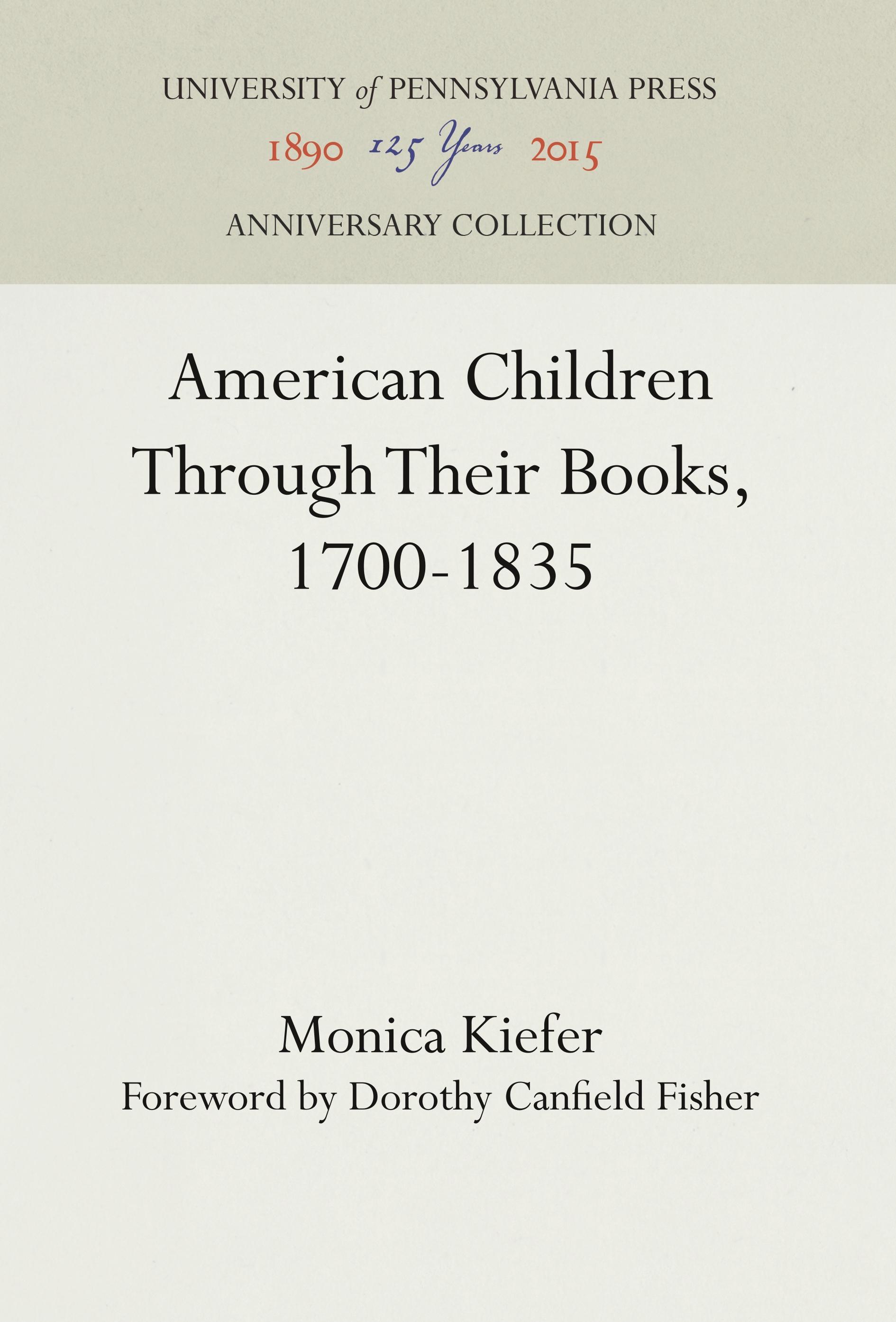 Vorderes Coverbild American Children Through Their Books, 1700-1835