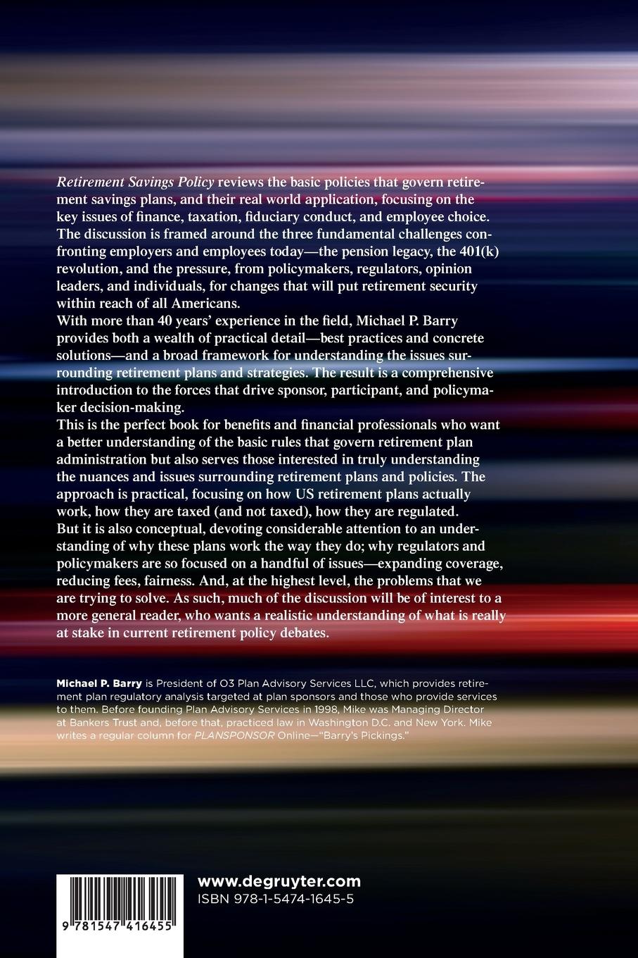 Rückseitencover Retirement Savings Policy