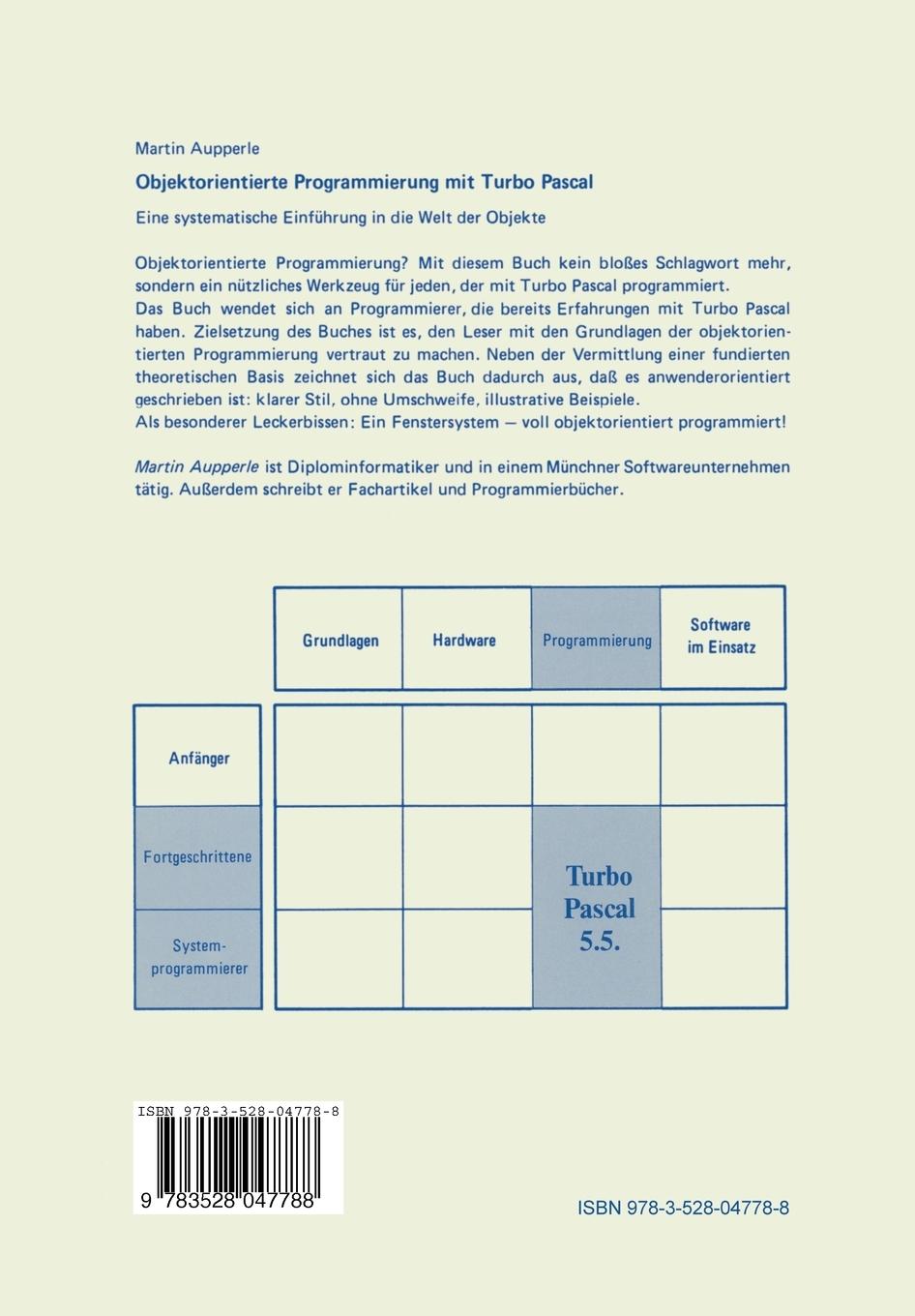 Rückseitencover Objektorientierte Programmierung mit Turbo Pascal