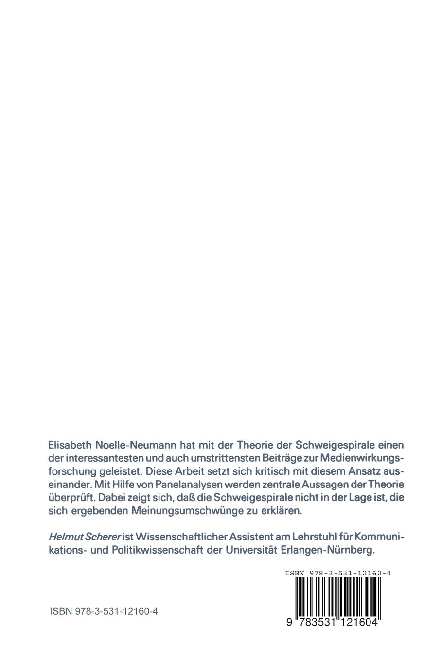 Rückseitencover Massenmedien, Meinungsklima und Einstellung