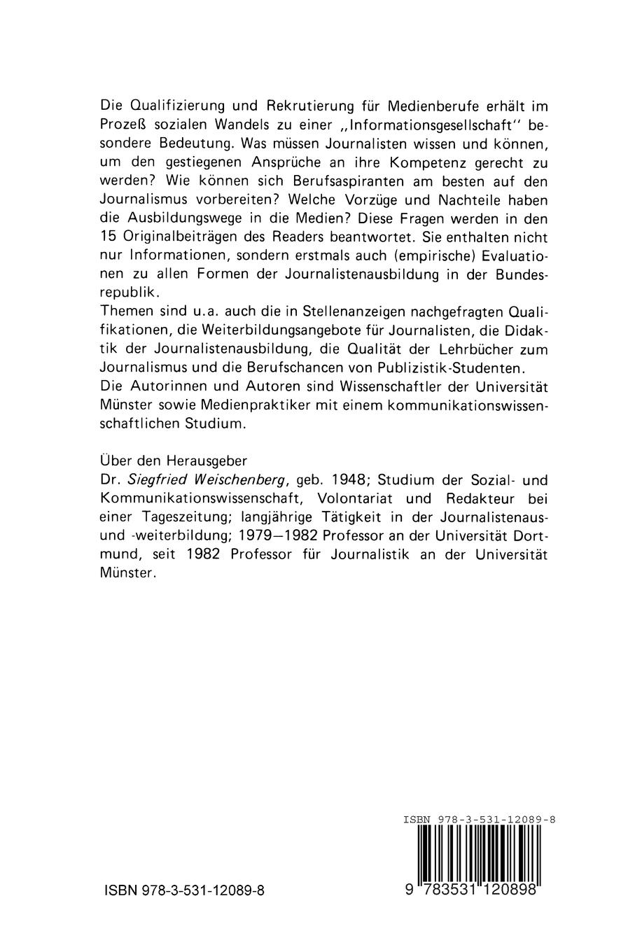 Rückseitencover Journalismus & Kompetenz