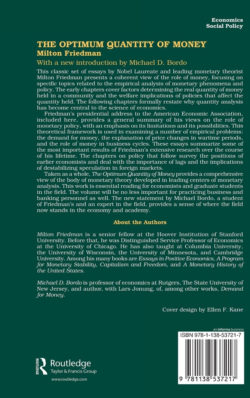 Rückseitencover The Optimum Quantity of Money