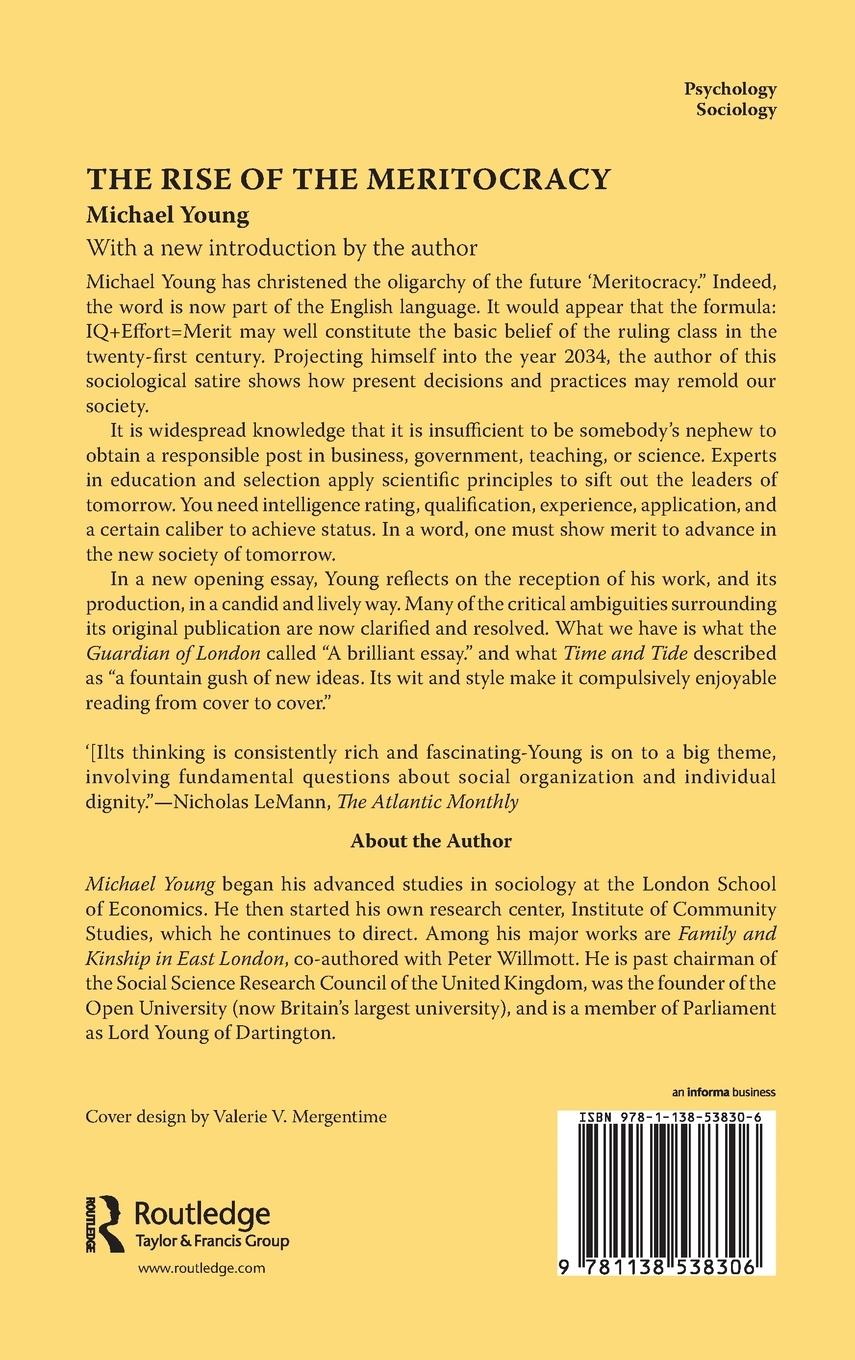 Rückseitencover The Rise of the Meritocracy