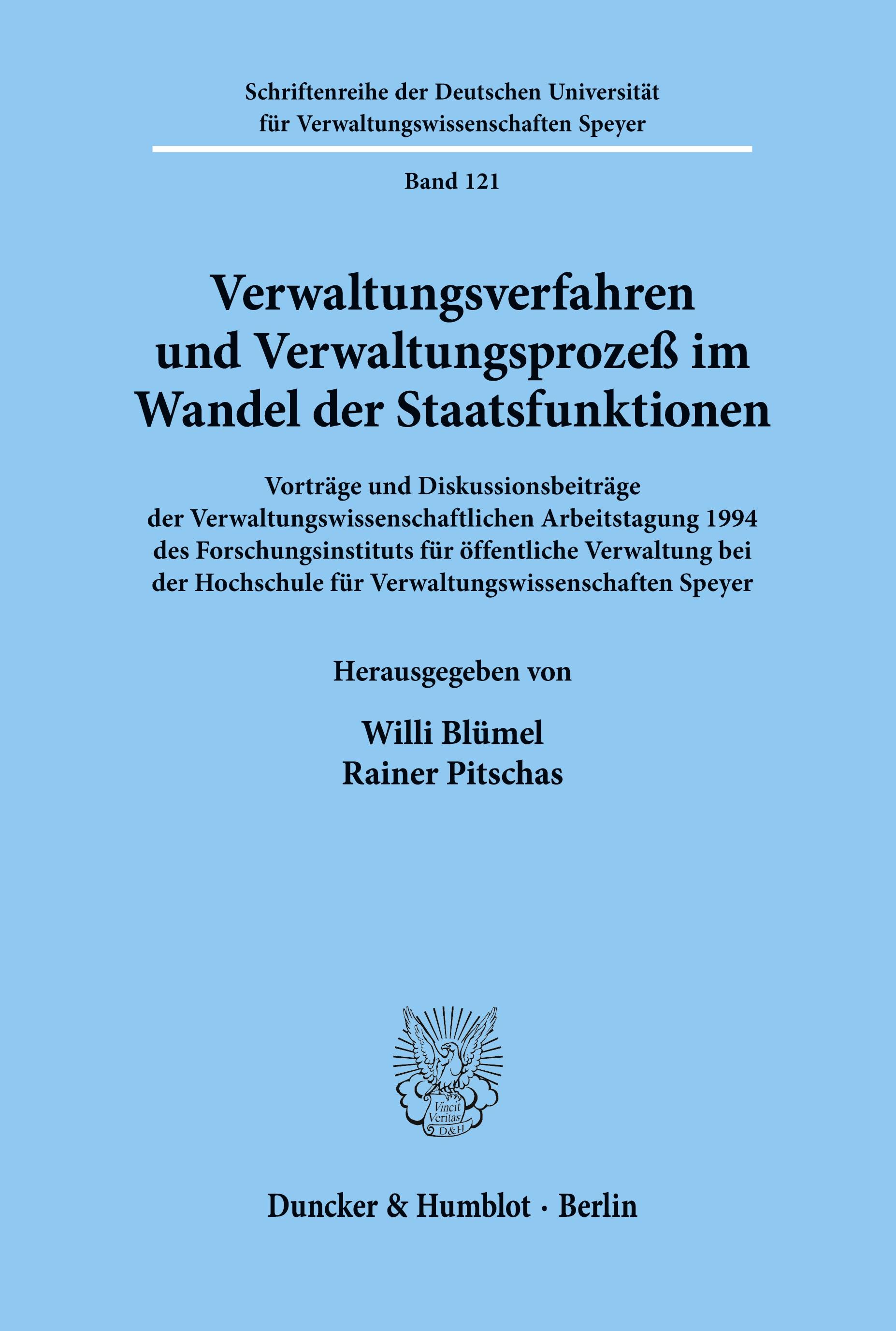 Vorderes Coverbild Verwaltungsverfahren und Verwaltungsprozeß im Wandel der Staatsfunktionen.