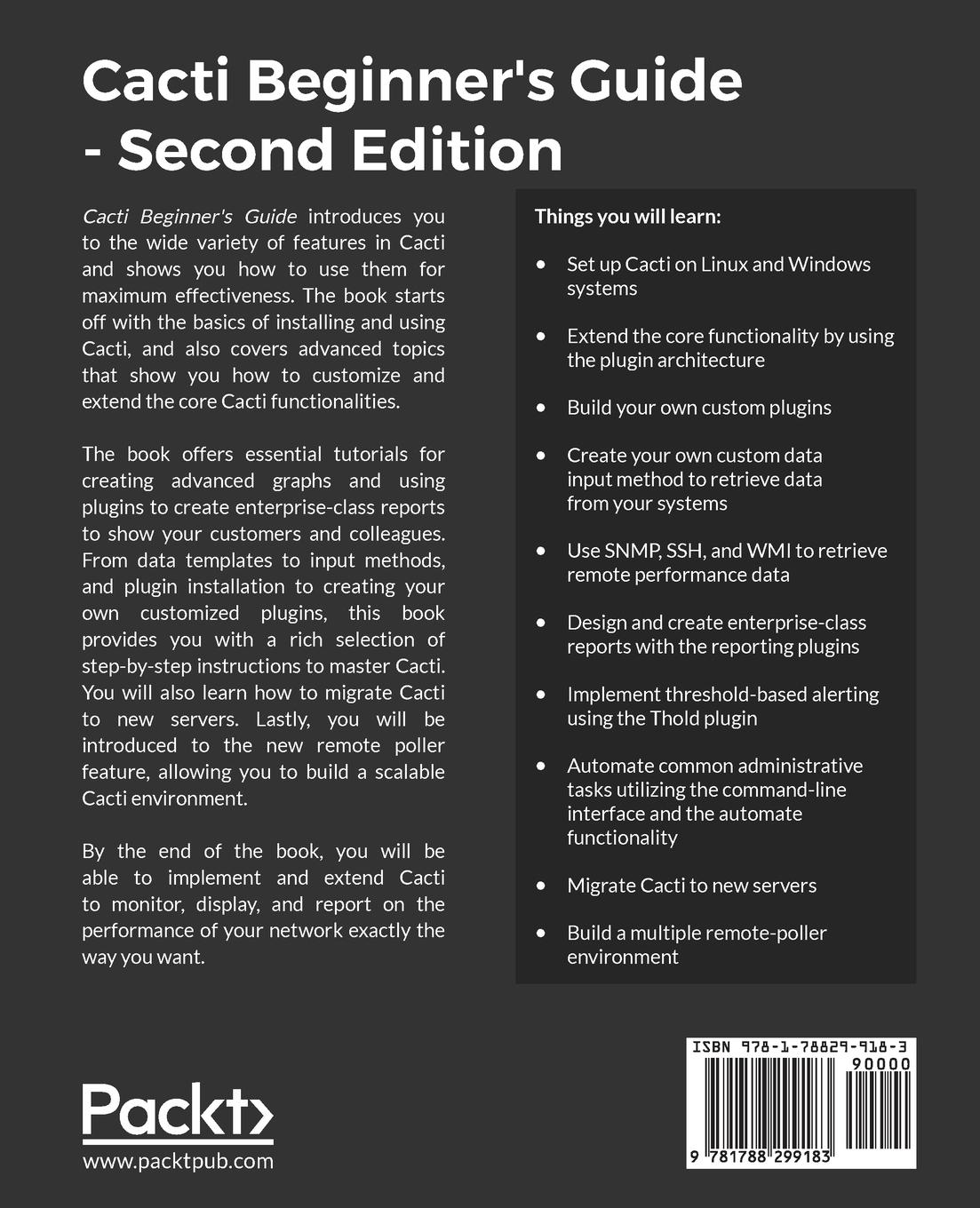 Rückseitencover Cacti Beginner's Guide, Second Edition