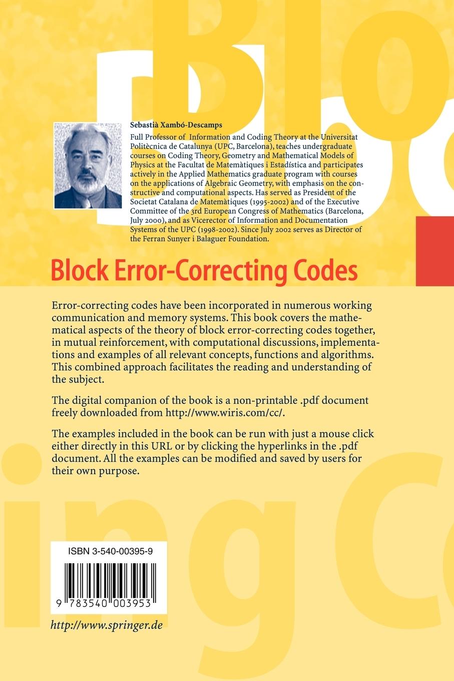 Rückseitencover Block Error-Correcting Codes