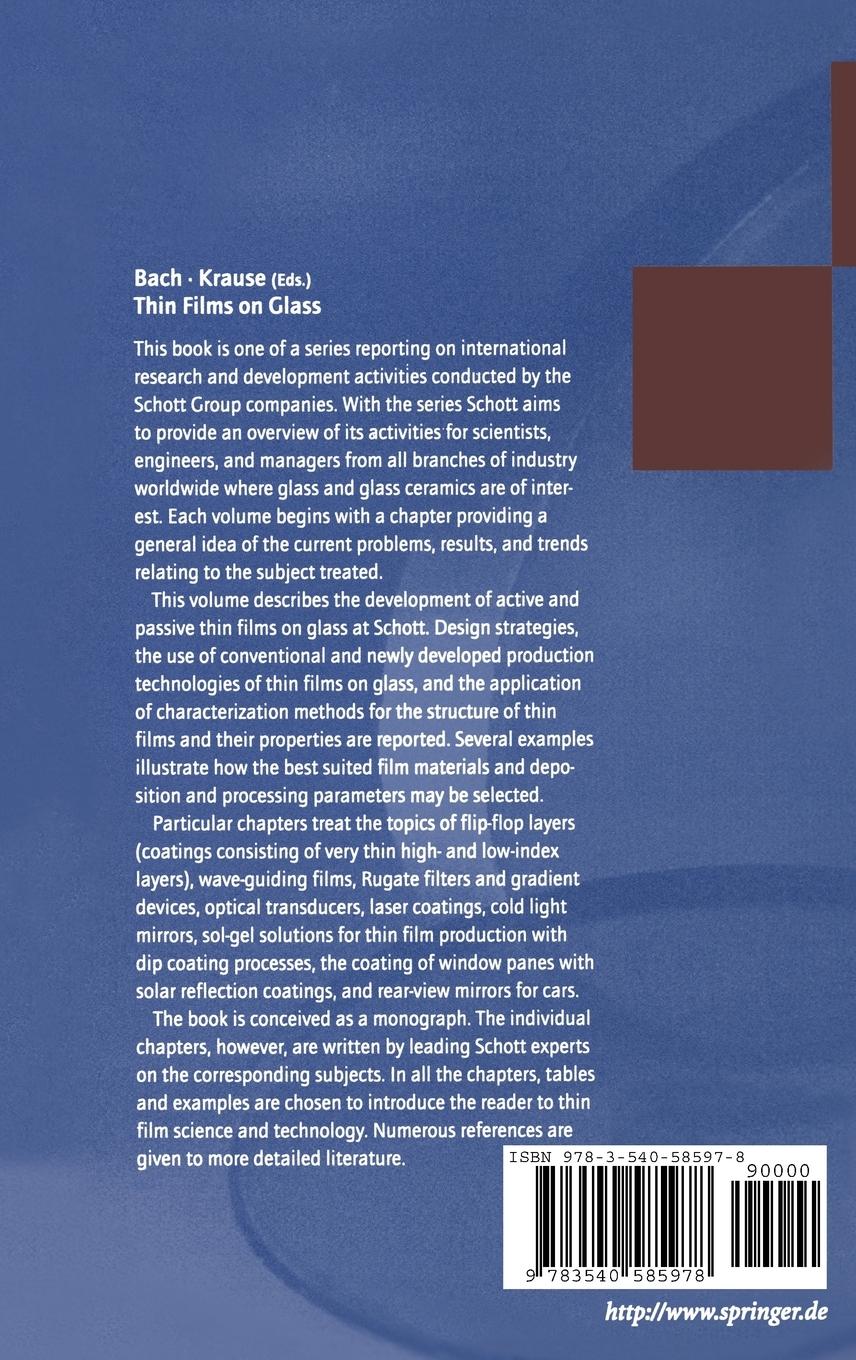 Rückseitencover Thin Films on Glass