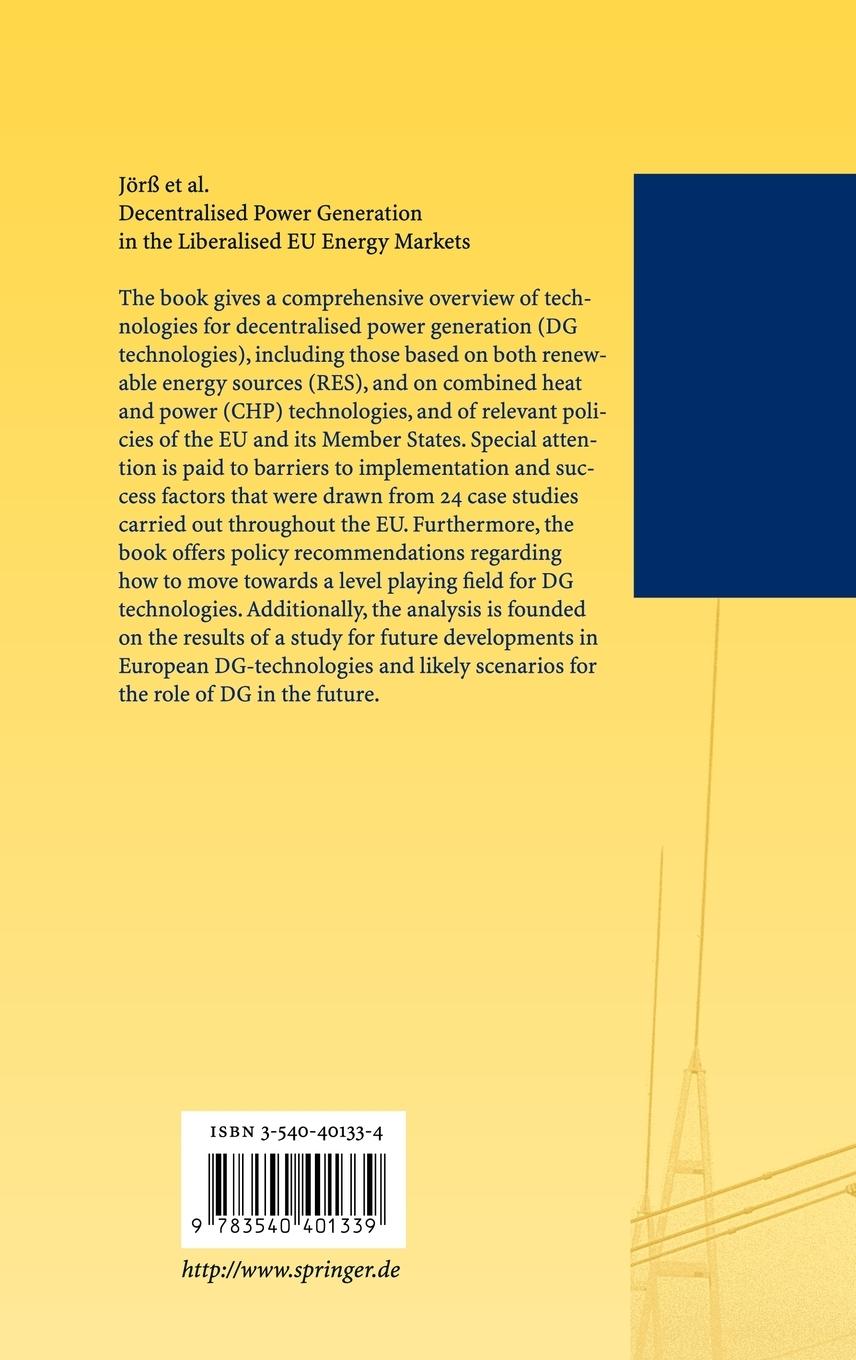 Rückseitencover Decentralised Power Generation in the Liberalised EU Energy Markets