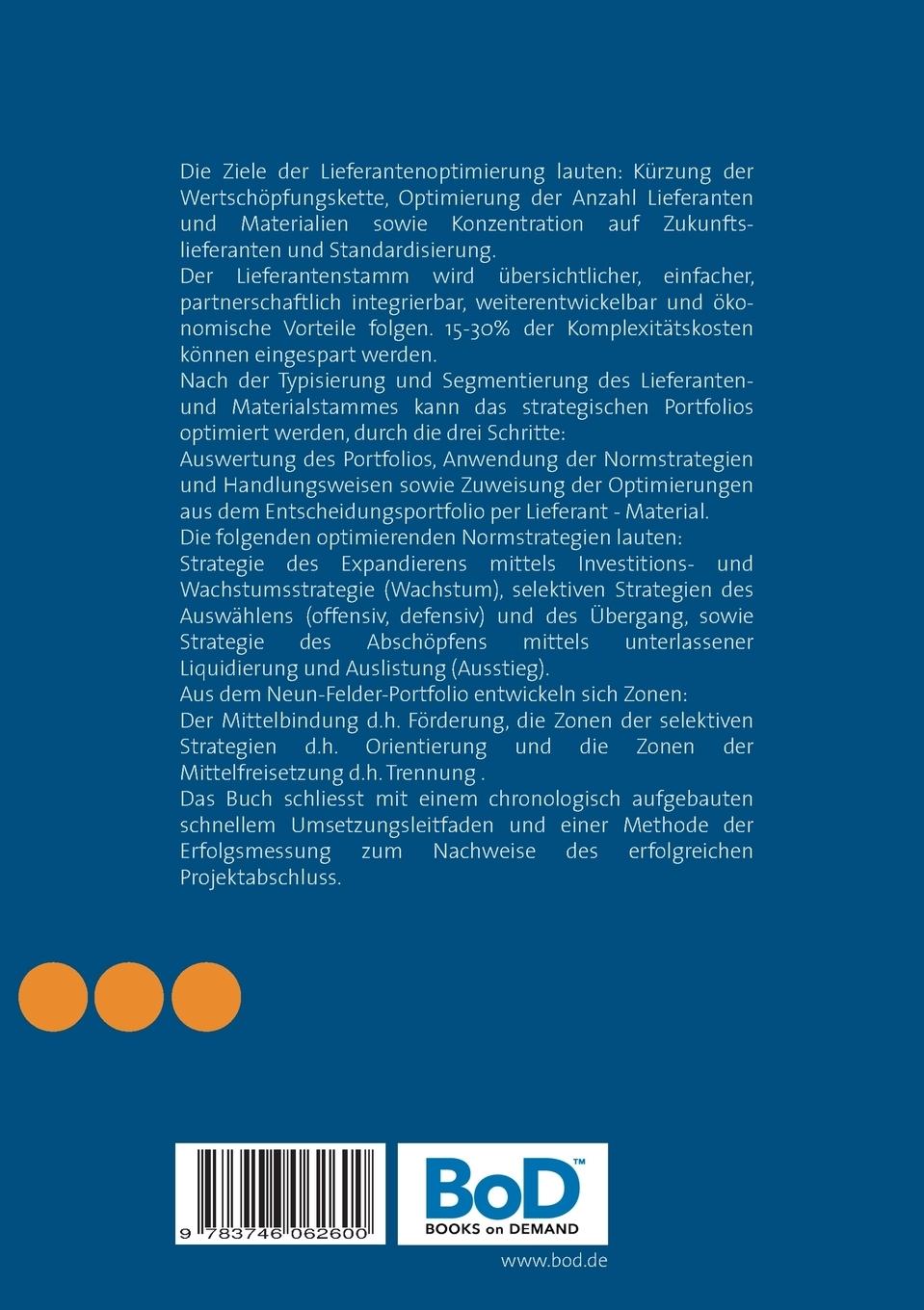 Rückseitencover Optimierung der Anzahl Lieferanten