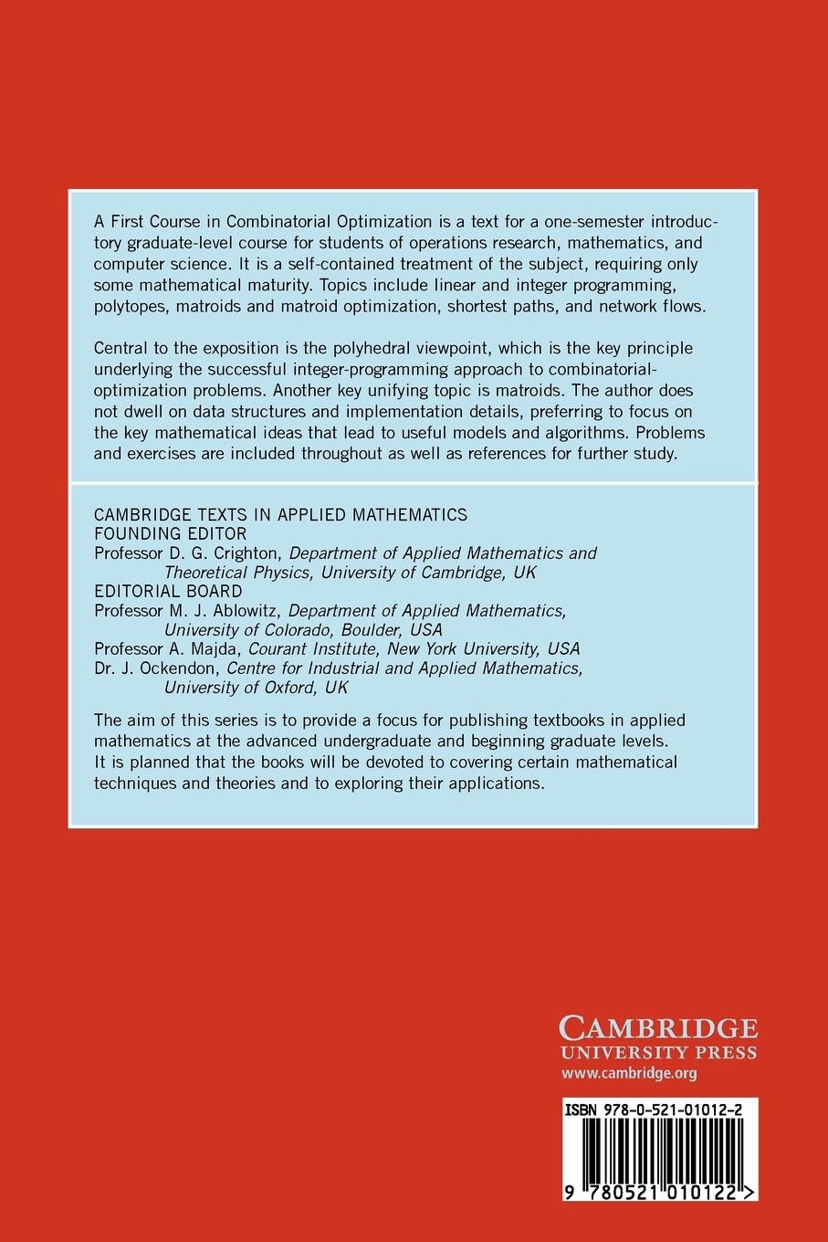 Rückseitencover A First Course in Combinatorial Optimization