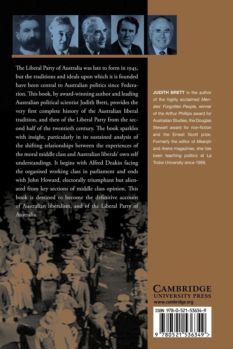 Rückseitencover Australian Liberals and the Moral Middle Class