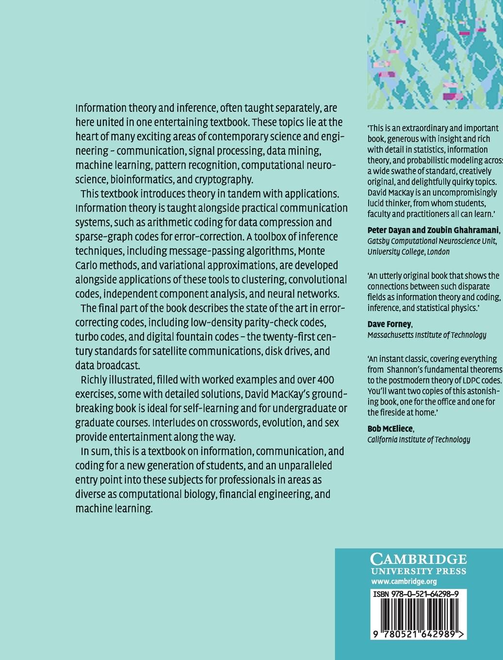 Rückseitencover Information Theory, Inference and Learning Algorithms