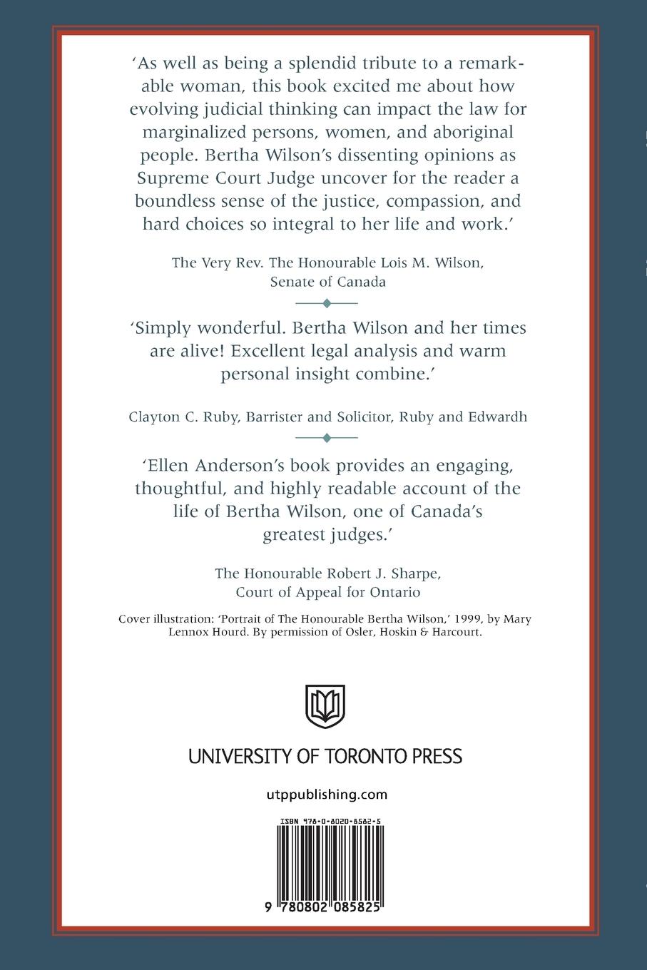 Rückseitencover Judging Bertha Wilson