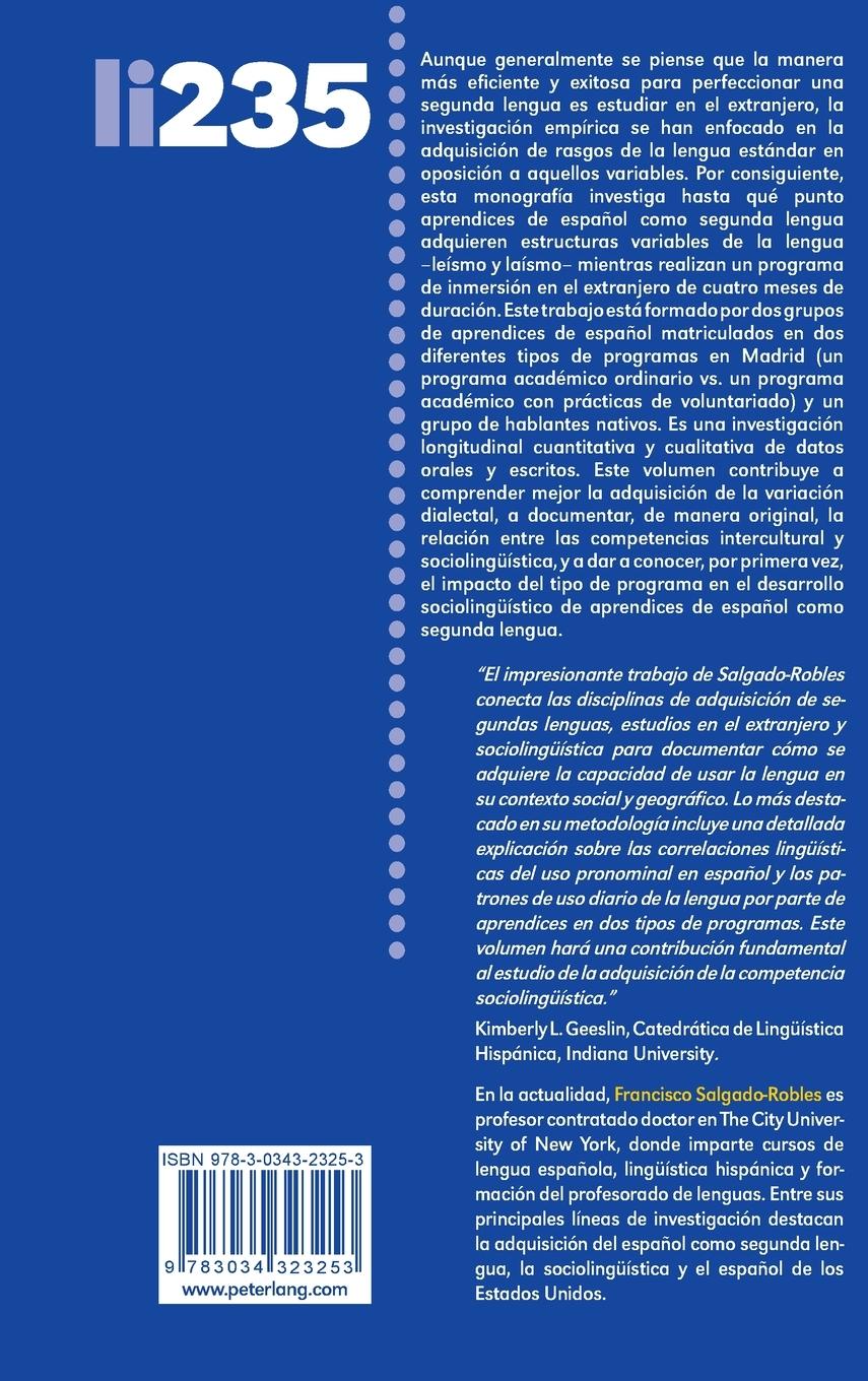 Rückseitencover Desarrollo de la competencia sociolingüística por aprendices de español en un contexto de inmersión en el extranjero